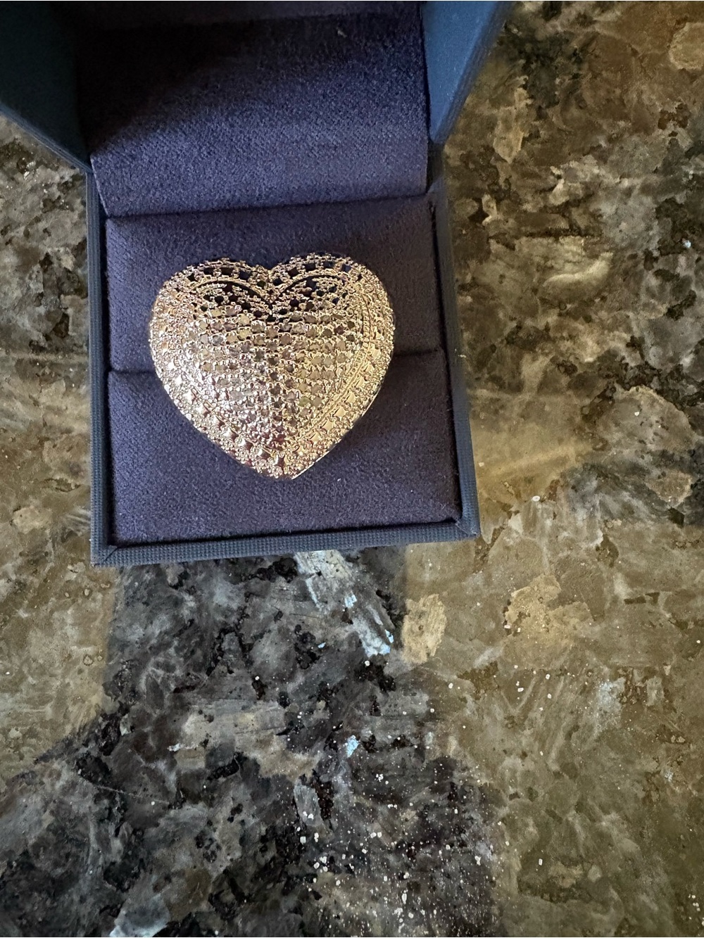 Natural Diamonds Pave Heart Statement Ring in Sterling Silver